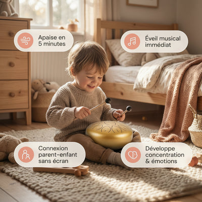 Tongue Drum 6 pouces 11 notes - PACK RITUEL PARENT-ENFANT 👨‍👩‍👧