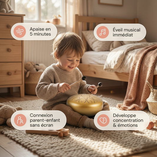 Tongue Drum 6 pouces 11 notes - PACK RITUEL PARENT-ENFANT 👨‍👩‍👧